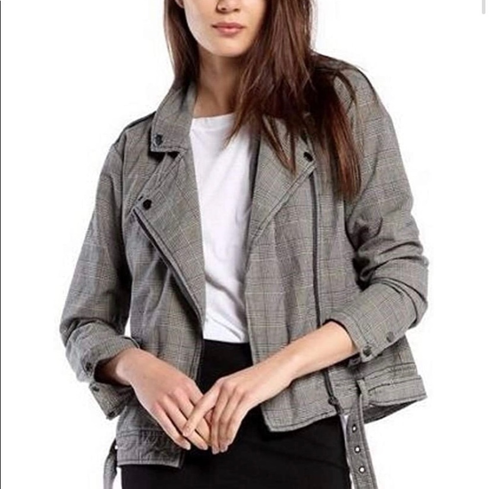 Michael Stars Plaid Moto Jacket